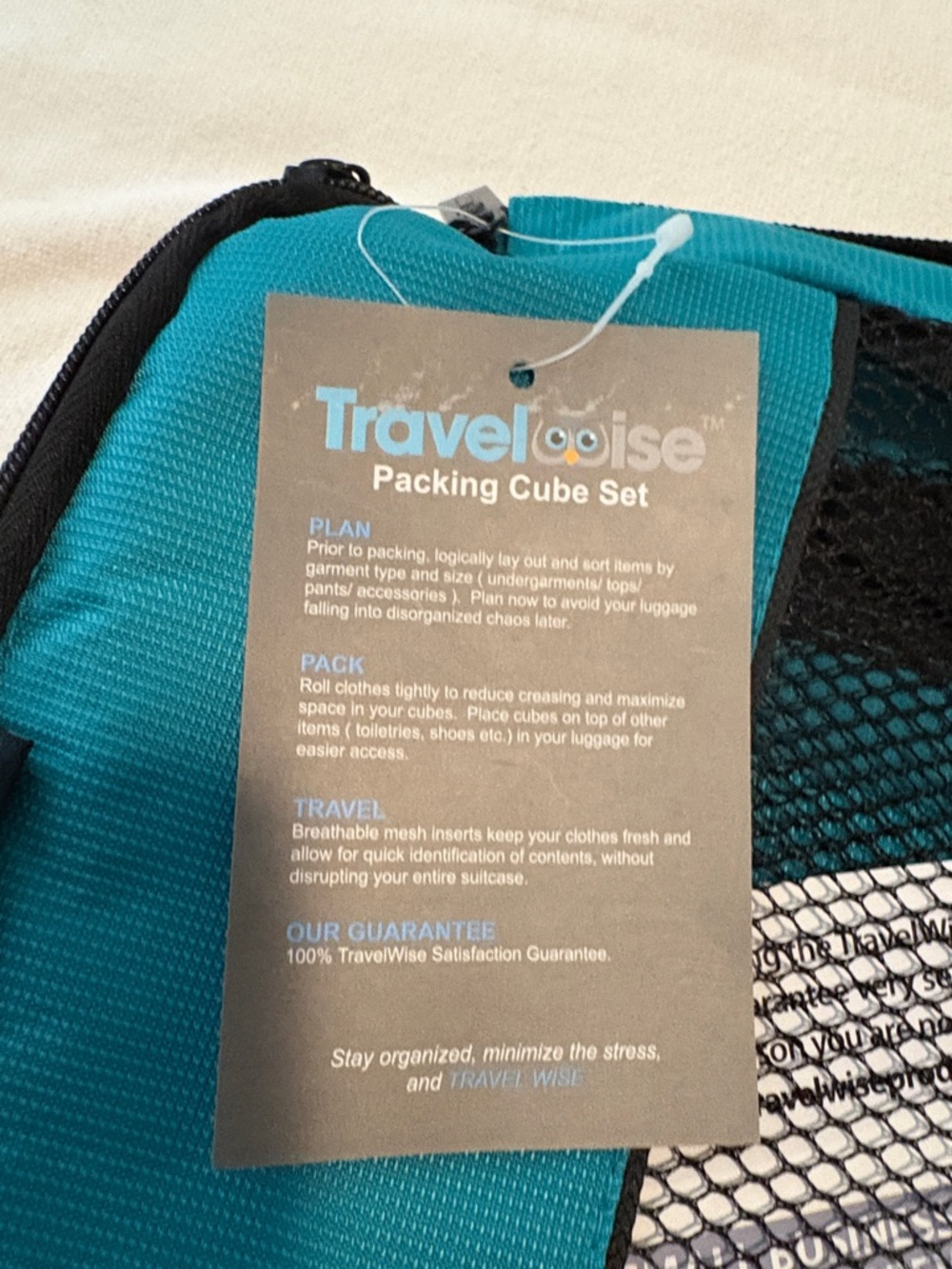 TravelWise Teal Packing Cube Set- Travel Organizer set of 5 - Picture 2 of 5